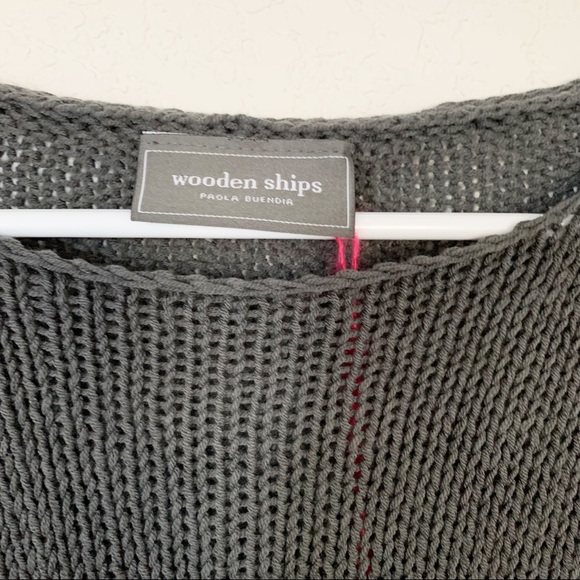 NWT Wooden Ships Tacos and Tequila Sweater Knit Top Crew Grey Bold Ink Sz S/M - Picture 3 of 6